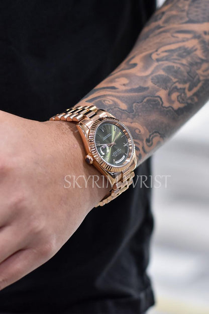 Mod Day-Date Rose Gold Green - SKYRIM WRIST 