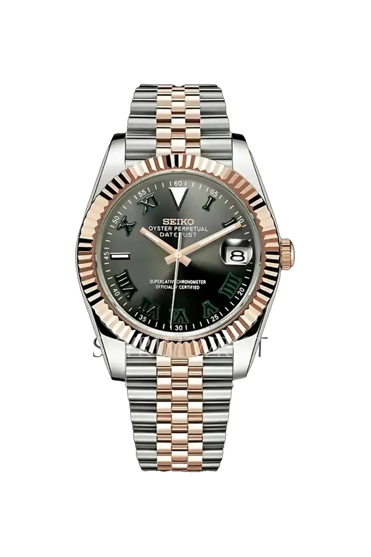 Mod Datejust Wimbledon Two-Tone Rose Gold Gray - SKYRIM WRIST 