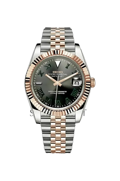 Mod Datejust Wimbledon Two-Tone Rose Gold Gray - SKYRIM WRIST 