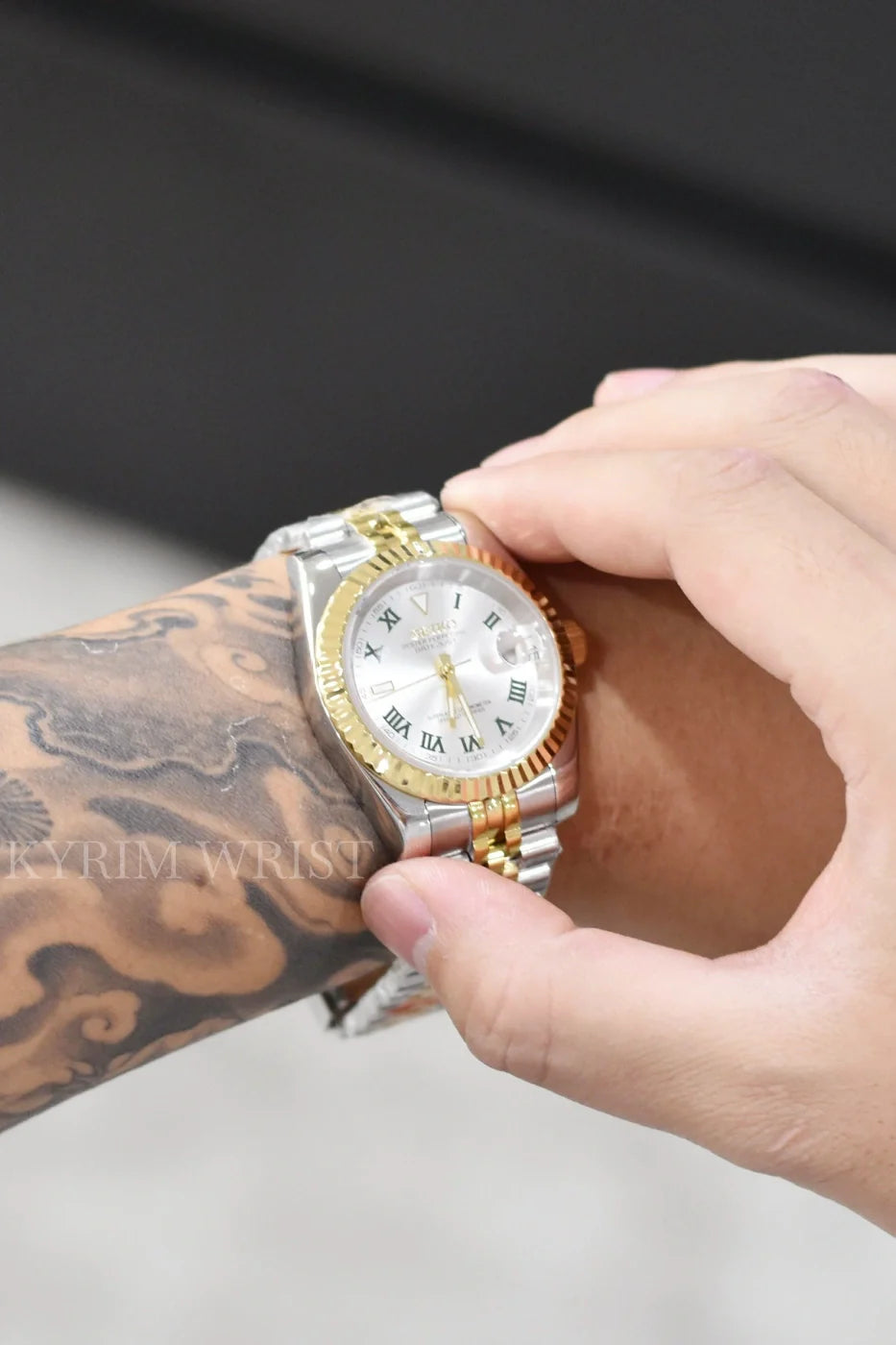 Mod Datejust Wimbledon Two-Tone Gold Silver - SKYRIM WRIST 