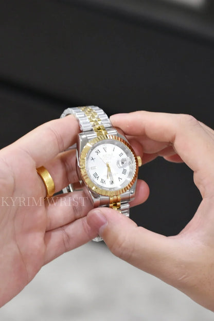 Mod Datejust Wimbledon Two-Tone Gold Silver - SKYRIM WRIST 