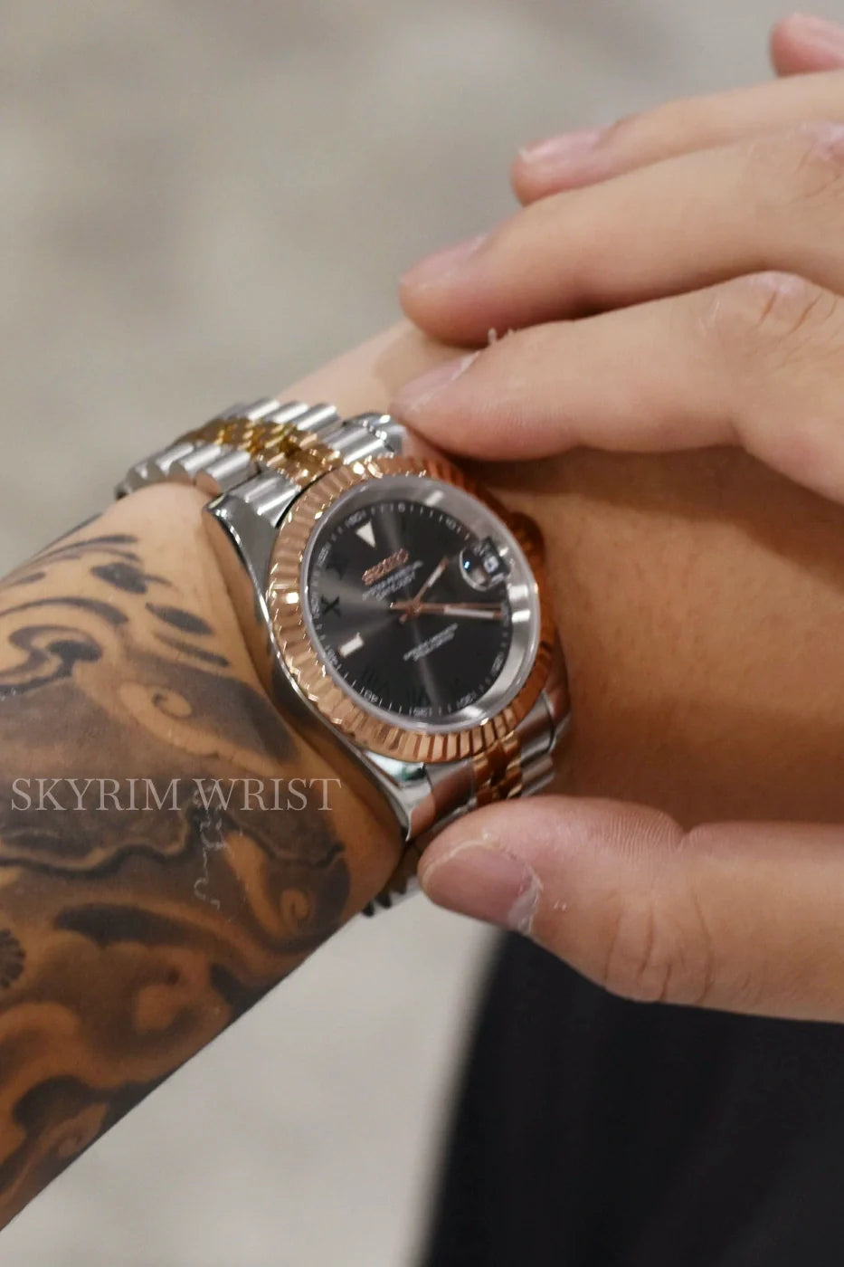 Mod Datejust Wimbledon Two-Tone Rose Gold Gray - SKYRIM WRIST 