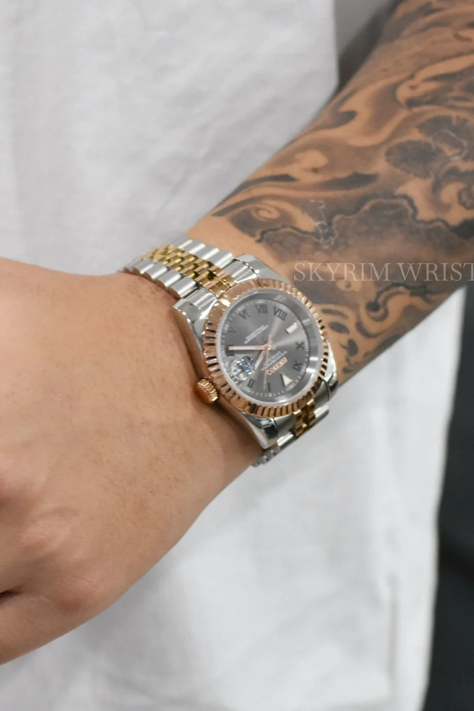 Mod Datejust Wimbledon Two-Tone Rose Gold Gray - SKYRIM WRIST 
